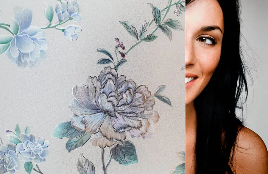 Blue Rose — Nature decorative window film for Calgary glass