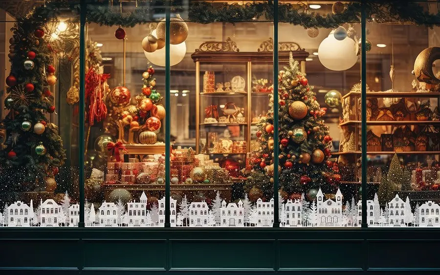 Bonnie's Winter Village — Pictorial & scenes decorative window film for Calgary glass