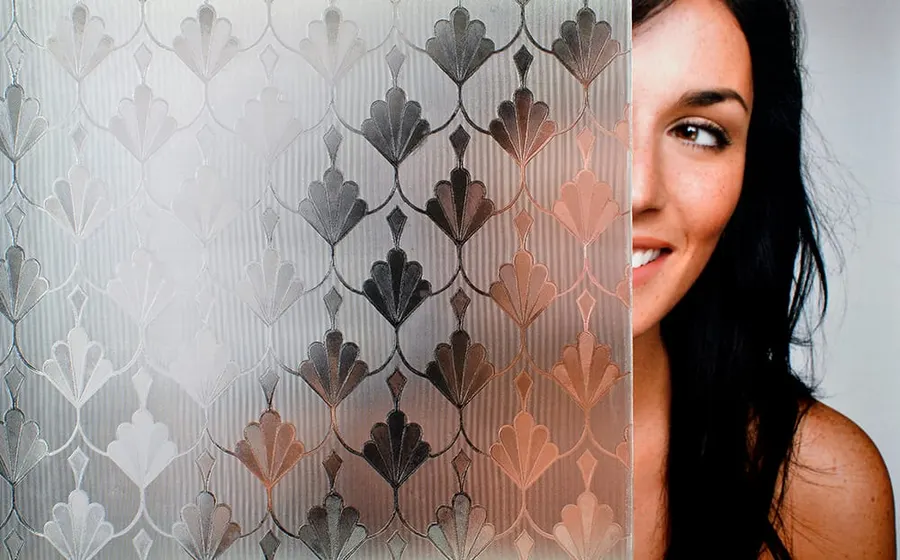 Clear Fan Tail Static Cling — Geometric decorative window film for Calgary glass