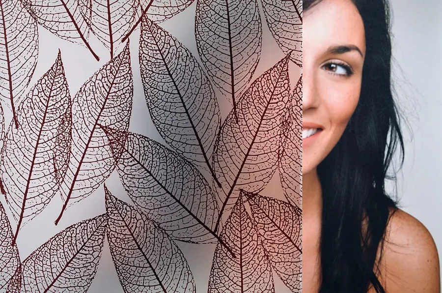 Dusted Leaf Brown — Nature decorative window film for Calgary glass