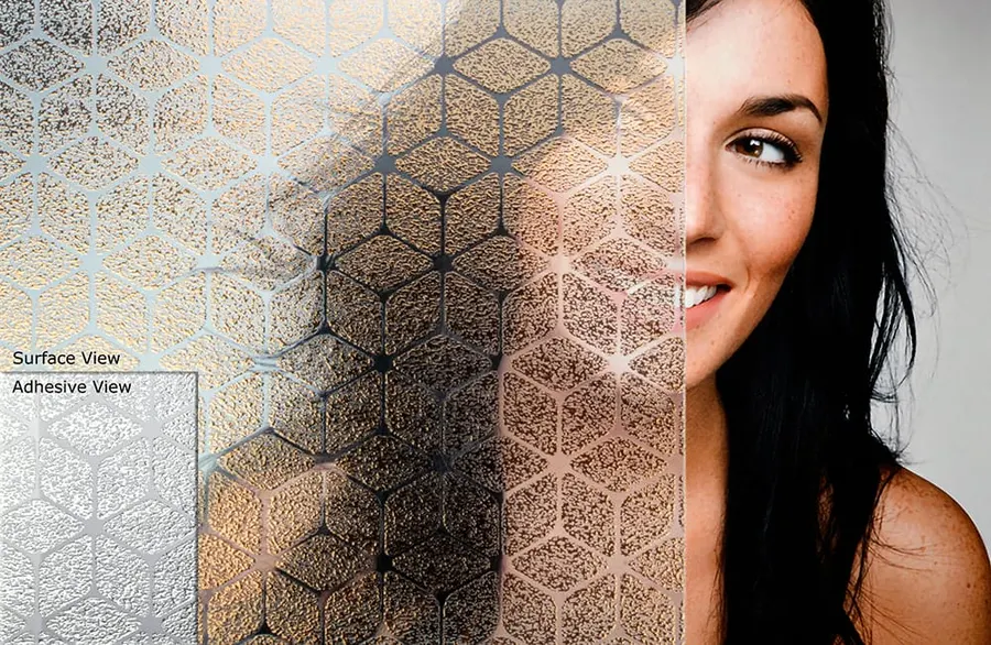 Gold Fusion — Geometric decorative window film for Calgary glass