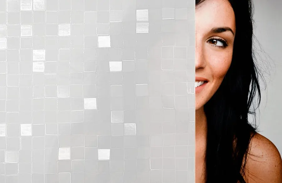 Milky Mosaic — Geometric decorative window film for Calgary glass
