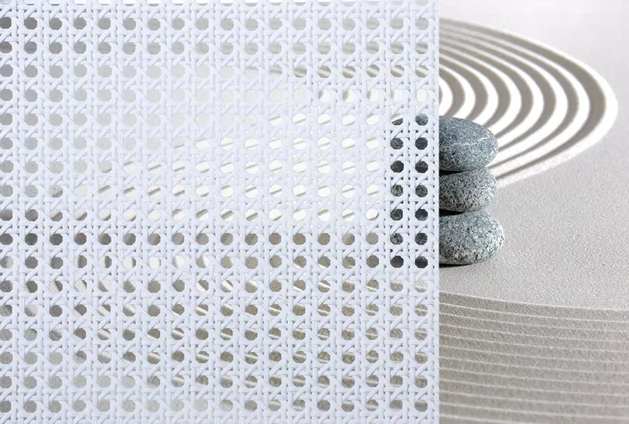 Rattan Clear — Textile & woven decorative window film for Calgary glass