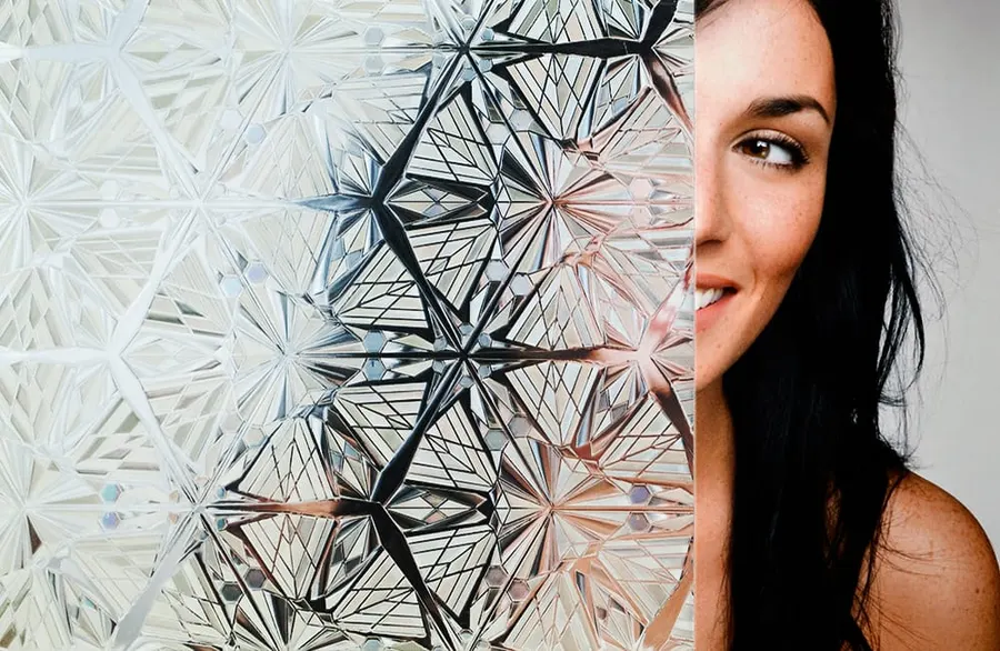 Reflections Static Cling — Geometric decorative window film for Calgary glass