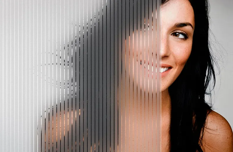 SX-316132-V-UG Frosted Stripes Vertical — Lines & stripes decorative window film for Calgary glass
