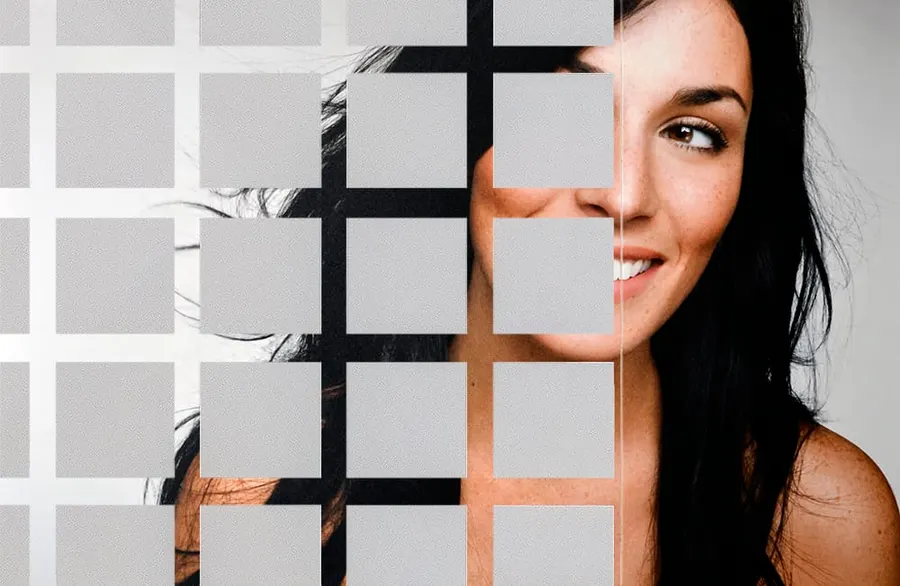 Grey Squares — Geometric decorative window film for Calgary glass