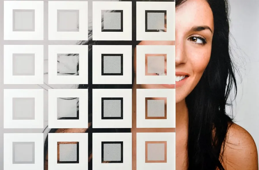 Two Tone Squares — Geometric decorative window film for Calgary glass