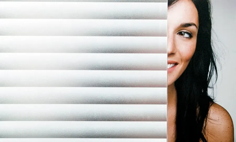 Frosted Blinds Static Cling — Lines & stripes decorative window film for Calgary glass