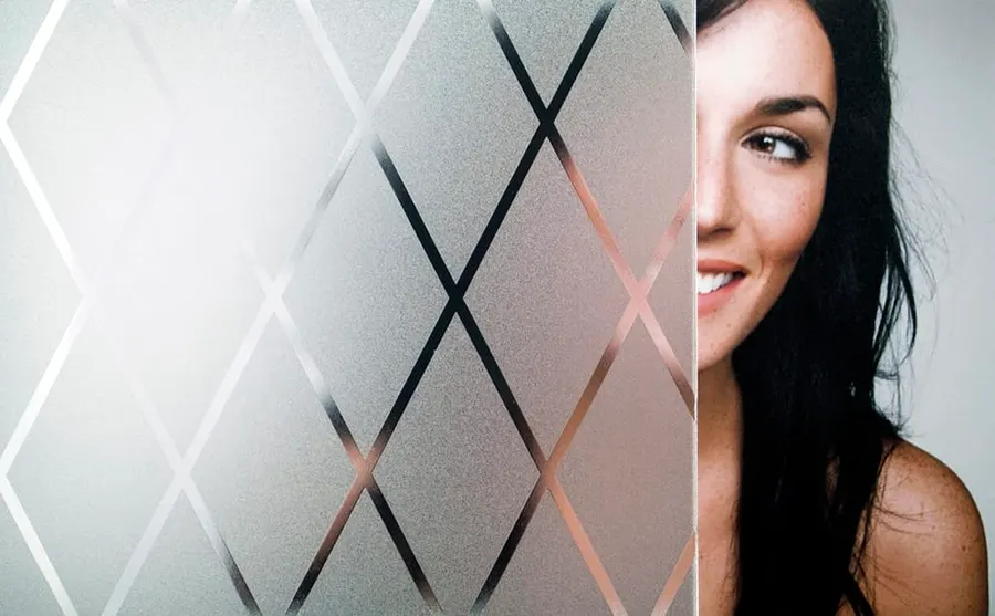 Crystal Lattice Static Cling — Diamonds decorative window film for Calgary glass