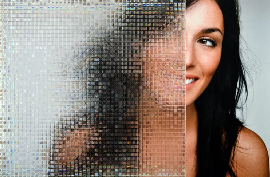 Pixels Static Cling — Geometric decorative window film for Calgary glass