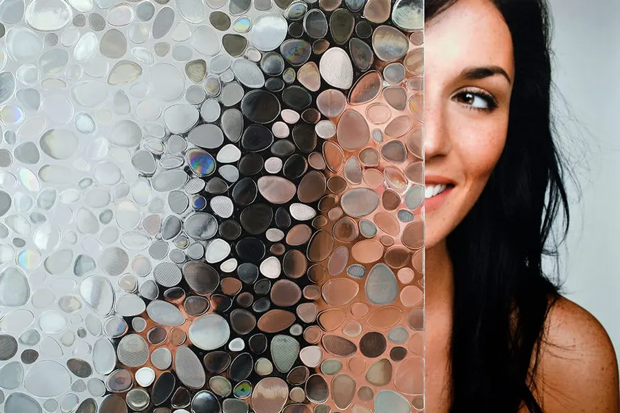 Stones Static Cling — Geometric decorative window film for Calgary glass