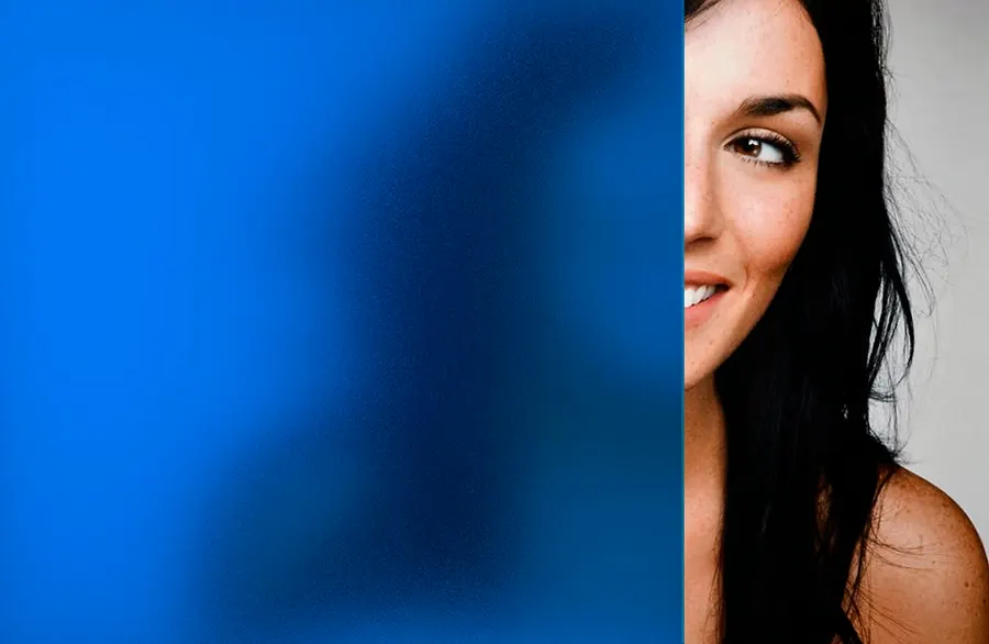 Gentian Blue Sand Blast — Coloured frost decorative window film for Calgary glass