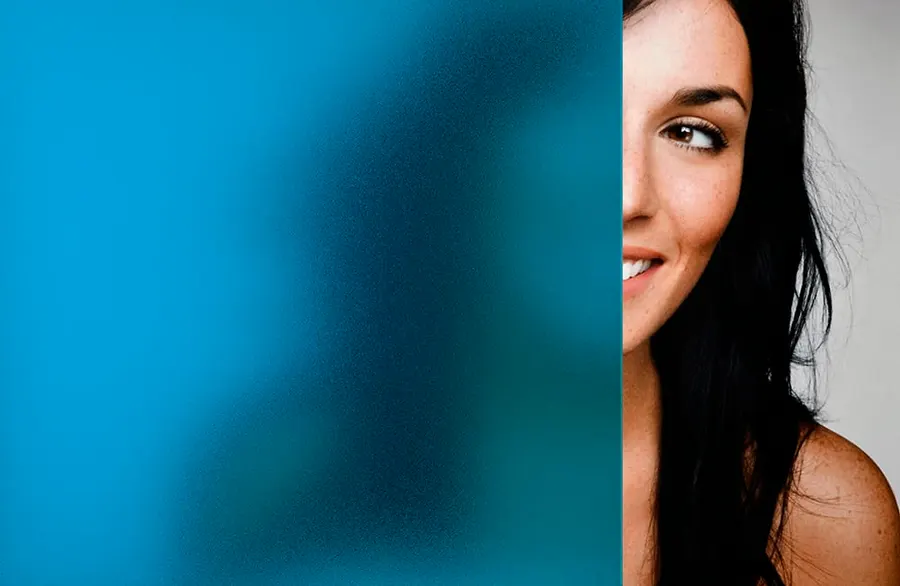 Azure Blue Sand Blast — Coloured frost decorative window film for Calgary glass