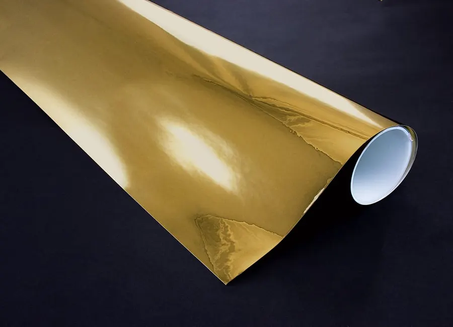 Gold Opaque Metal Mirror — Frosted & privacy decorative window film for Calgary glass