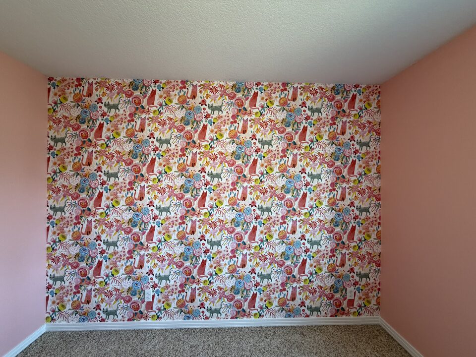 Cat &amp; Floral Feature Wall &ndash; Kids Bedroom, Auburn Bay SE Calgary