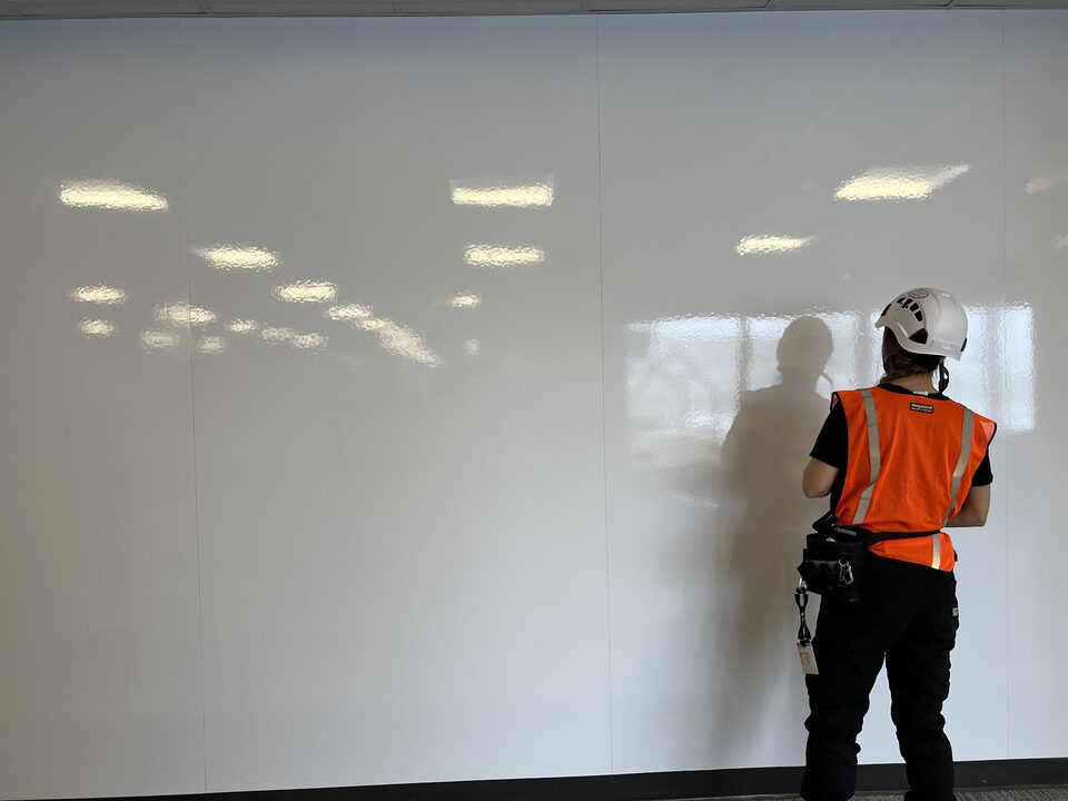 Writable whiteboard film installed at the Calgary Municipal Building