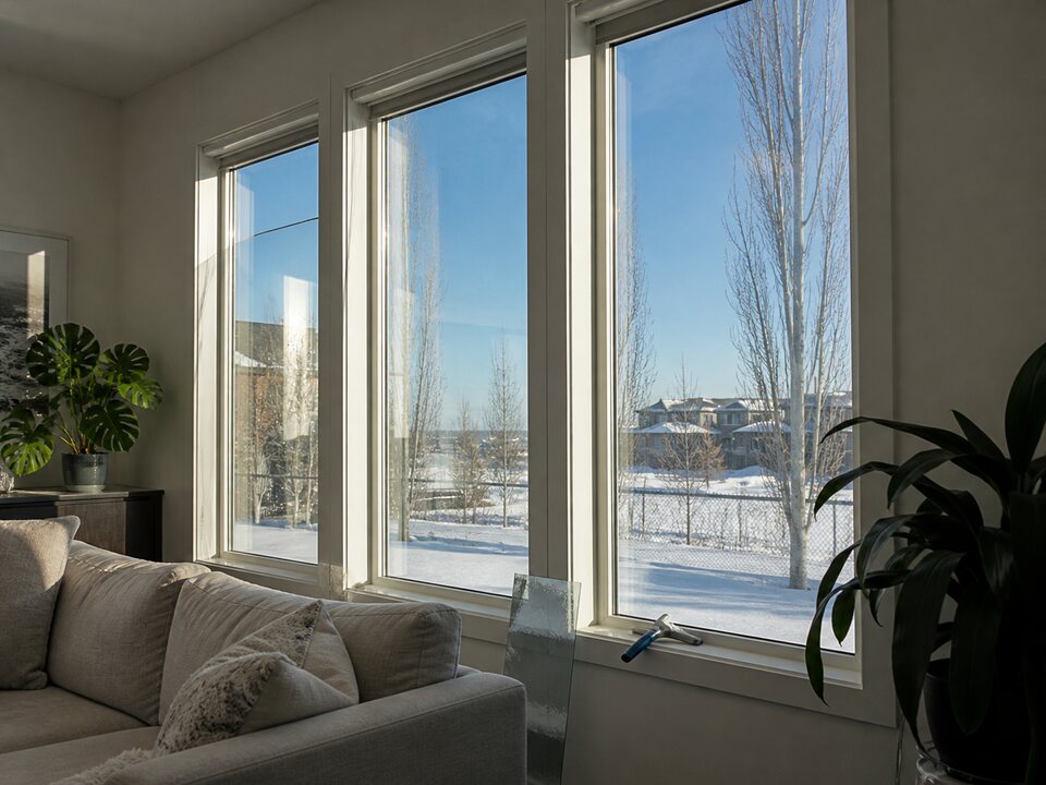 Solar control window film installed on bright residential glass